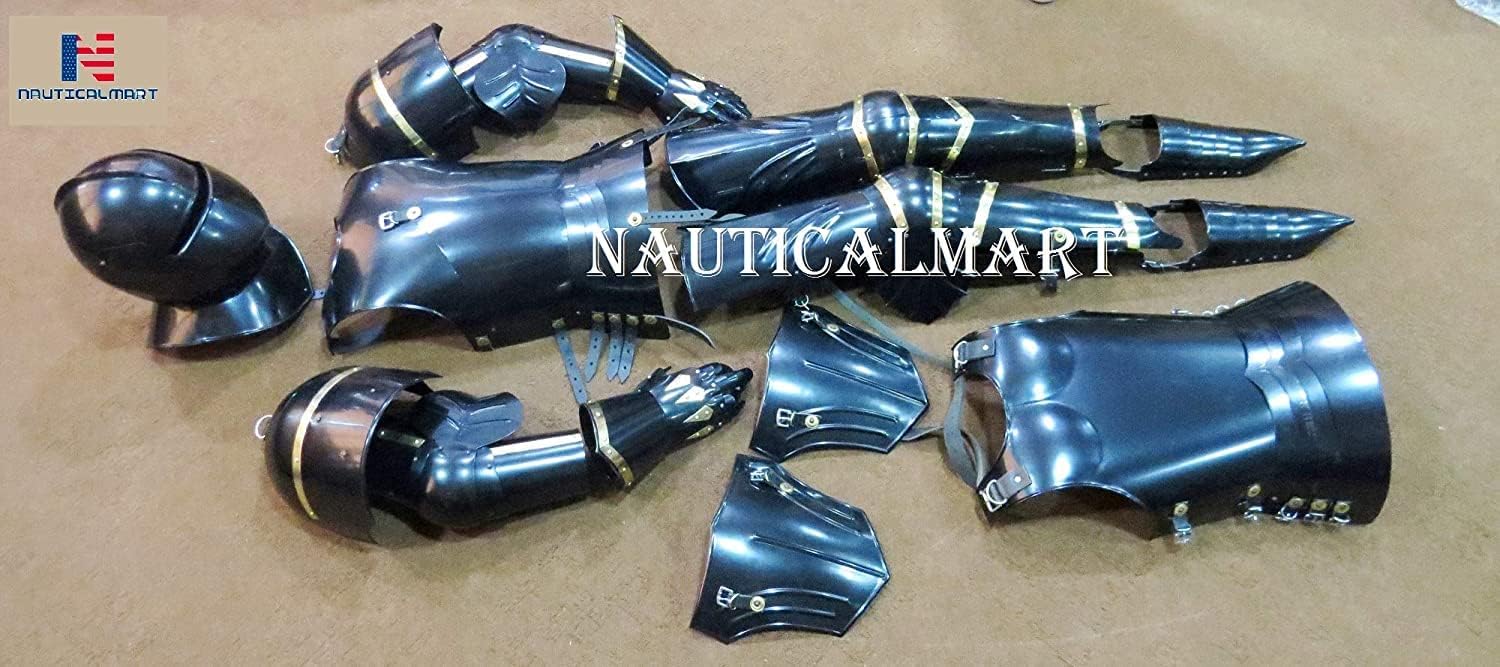 NauticalMart Medieval Knight Suit of Armor Combat Full Body Armour Battle Ready Knight's Wearable Costume Metal Plate