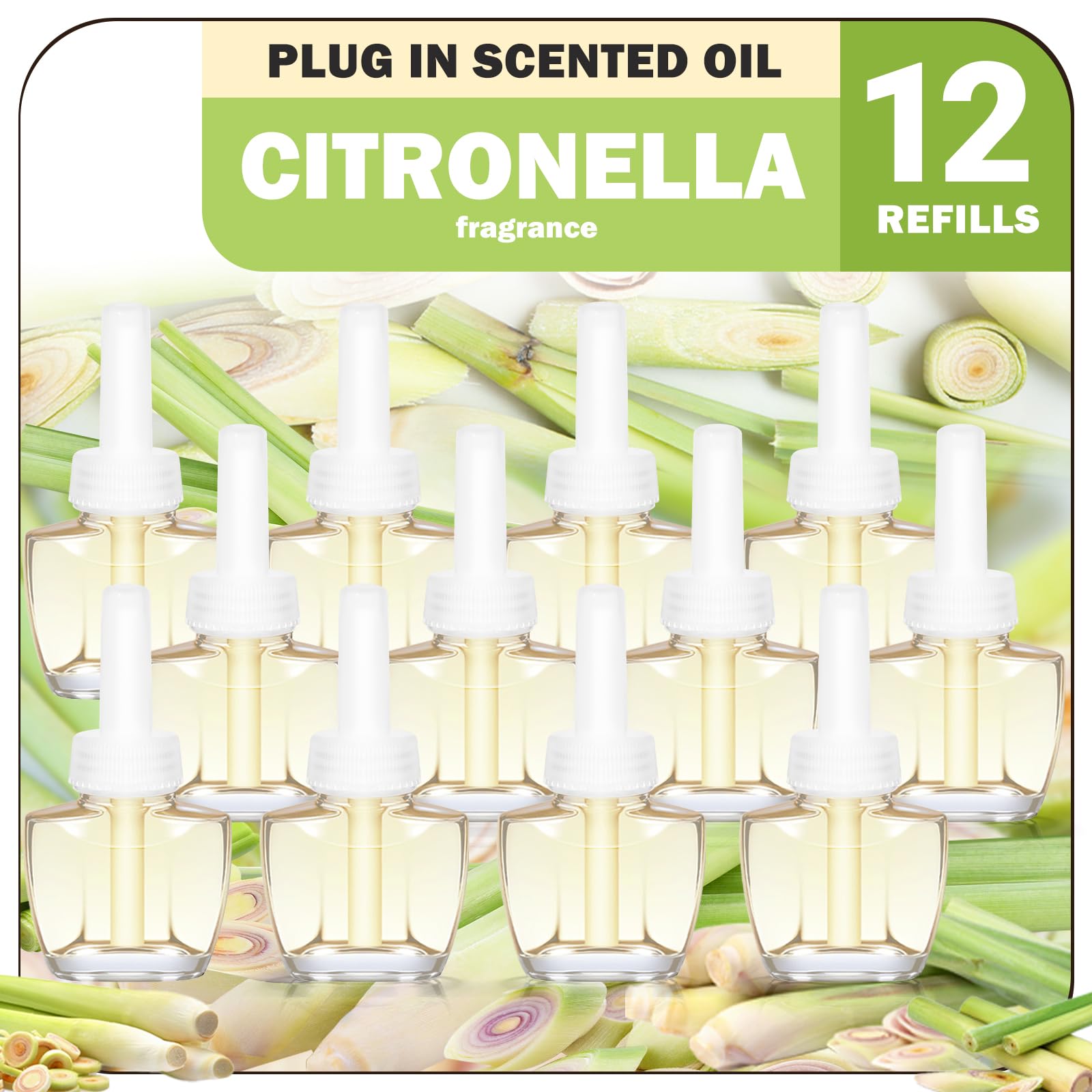 SCENTORINI Recambio para Ambientador Eléctrico, Fragancias de Citronella 12X19ML Aparato para Difusor Eléctrico Air Wick y para Glade, Fragancia para el Hogar y el Estudio