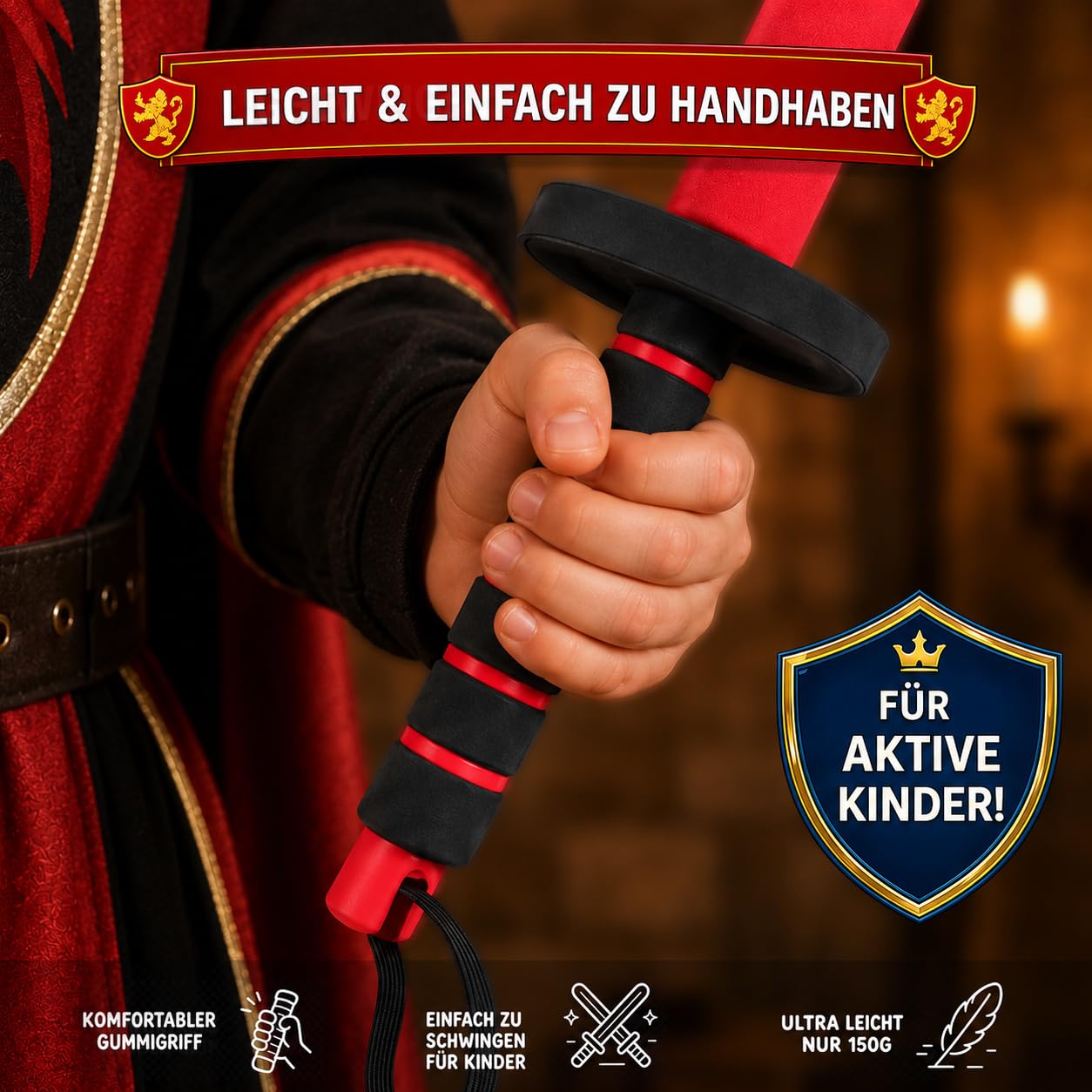 Schaumstoffschläger Kinder 2er Set (Rot/Blau) | Pädagogisches Fechtspiel & Soft-Schwert für Aggressionsabbau | Sportgerät für Motorik & Bewegung inkl. Tasche | Funsport Schaumstoffschwert