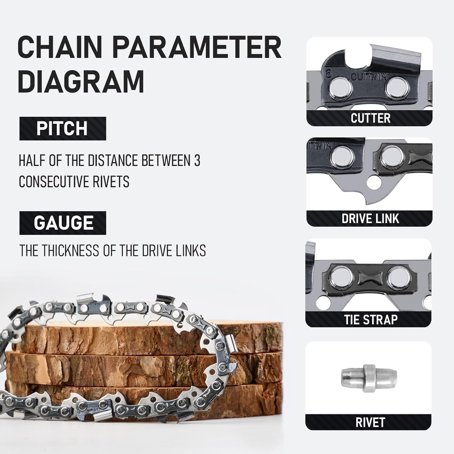16 Inch Chainsaw Chain 3/8"LP Pitch, 0.043" Gauge, 56 Drive Links Fits for STIHL,Husqvarna,Echo,Ryobi,Greenworks,Ego,Poulan Pro,Craftsman and More (3 Chains)