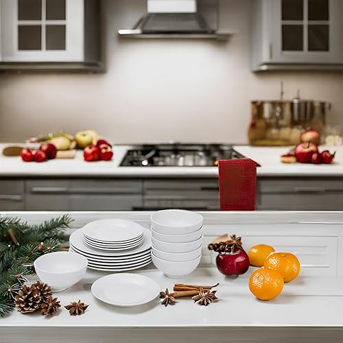 Miniatura 2 de Smartxchoices Juego de vajilla blanca de 18 piezas para 6, platos, juegos de cuencos