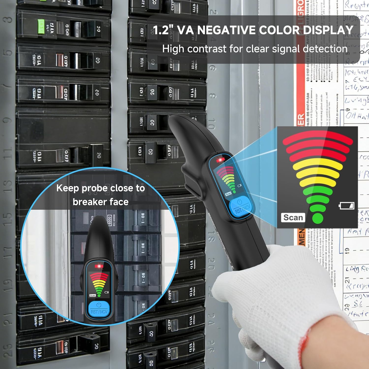 Circuit Breaker Finder Tool with Electrical GFCI Outlet Tester, Electrical Circuit Tracer Kit with LCD Display, Including 3-2 Prong Grounding Adapter, Light Socket Adapter, Clip Adapter, Carrying Case