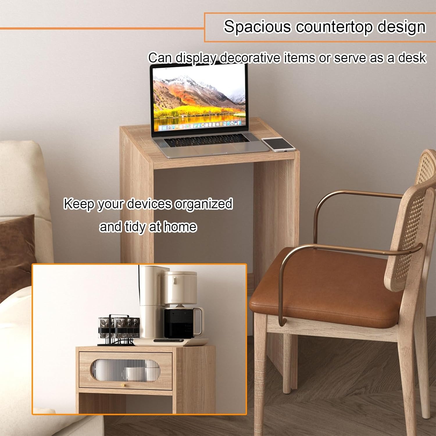 Vacuum Cleaner Storage Cabinet - Wooden Robot Vacuum Stand, Hidden Sweeping Robot Rack & Side Table, Versatile Home Organizer for All Models (Brown, 45x75cm)