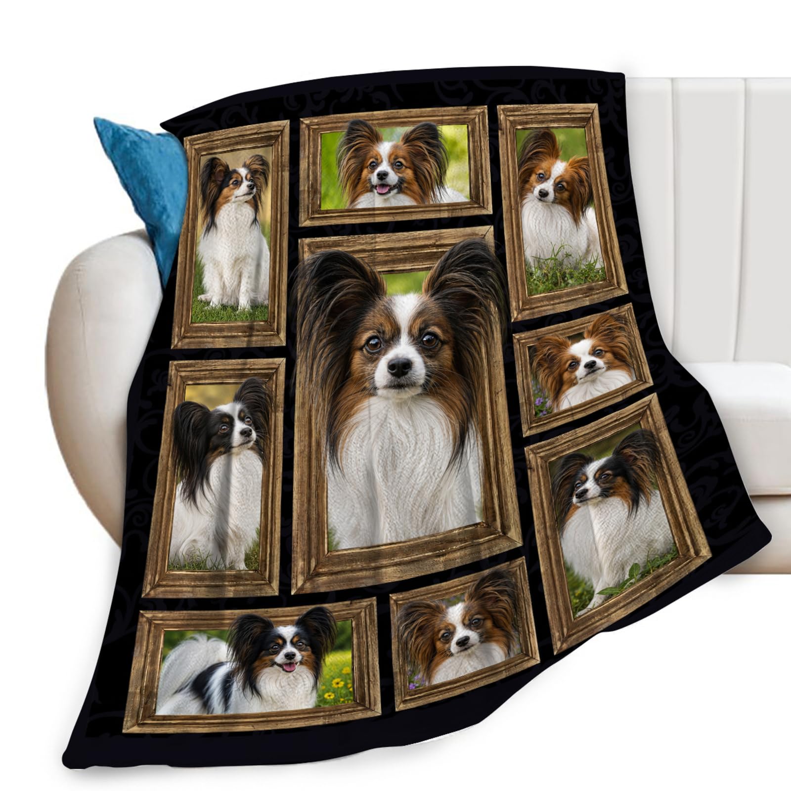 Mecowcm Papillon Dogs Throw Blanket Decor Gifts Stuff 40"x50"