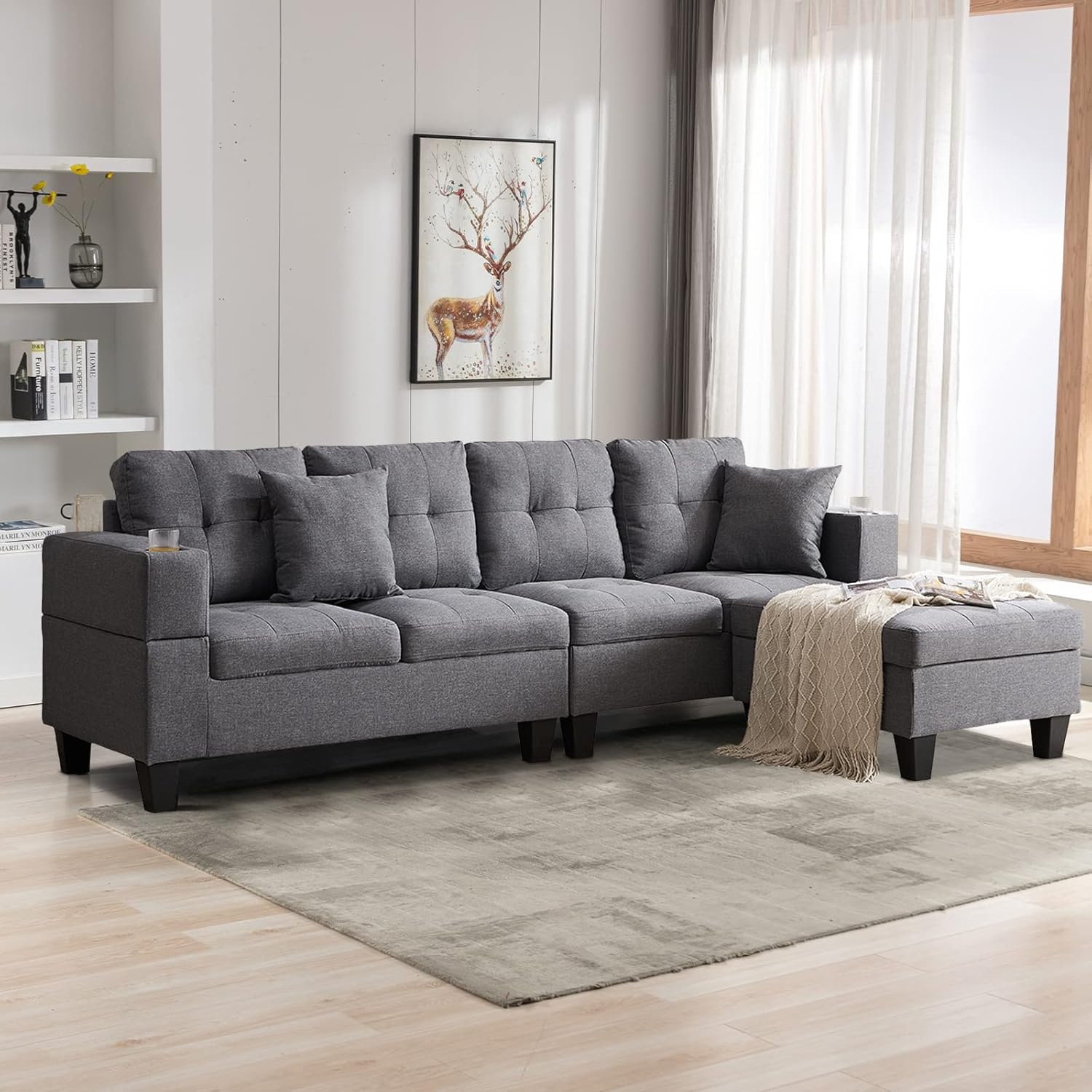 Unovivy 99" Sectional Couches for Living Room, L Shaped