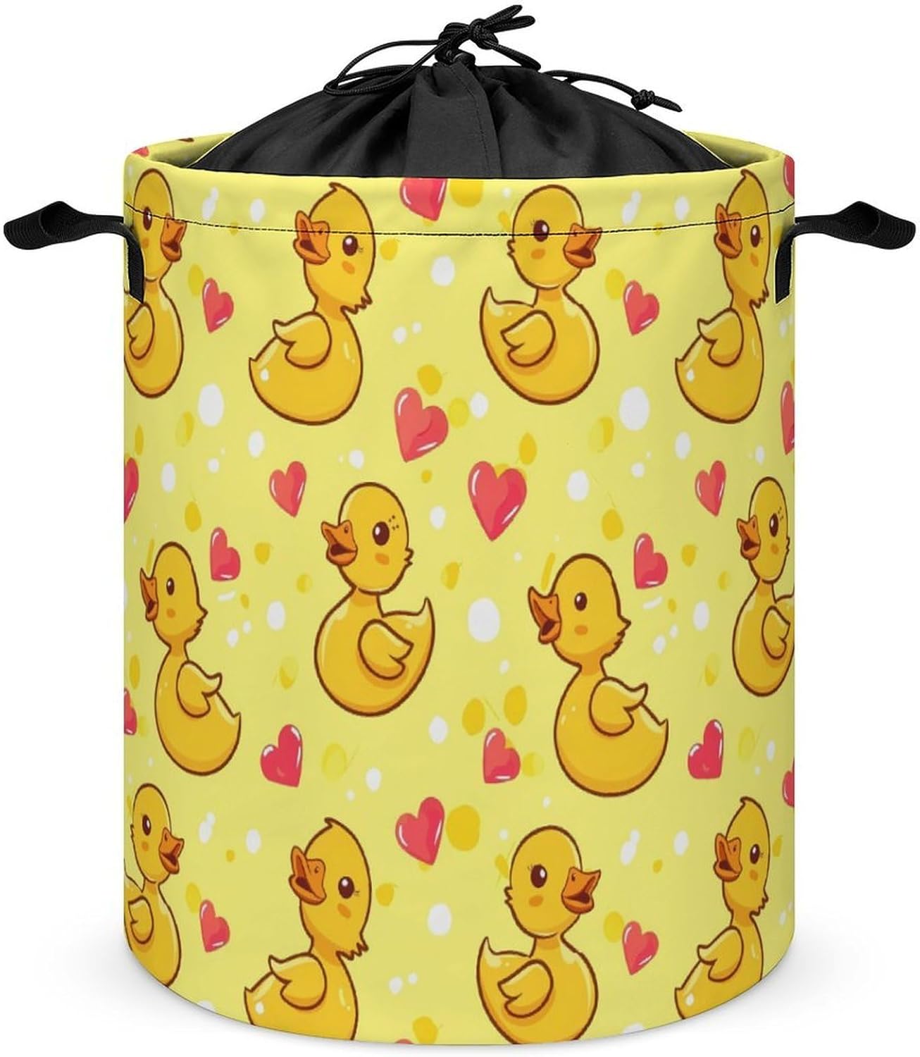 Cute Rubber Duck Laundry Basket Dirty Clothes Hamper Storage Laundry Bag with Handles for Dorm Room 44x44cm