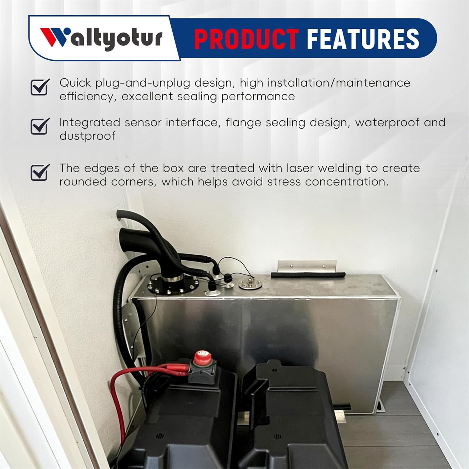 waltyotur 15 Gallon 57L Slim Aluminum Race/drift Fuel Cell Gas Tank+level Sender