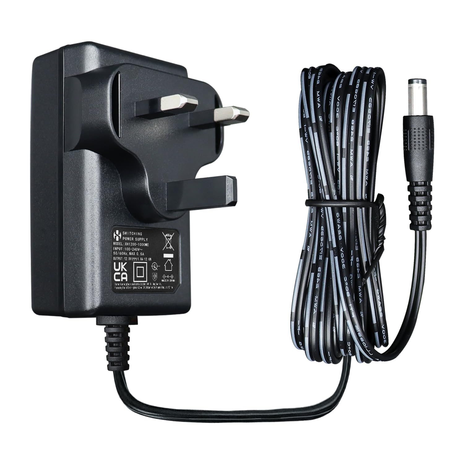 – UKCA 12V 1A 12W 1.8M Power Supply Adapter, 1000mA 500mA AC DC Switching Transformer 5.5x2.1mm Plug for LED Strip Lights, Routers, CD/Record Player, Cameras, etc