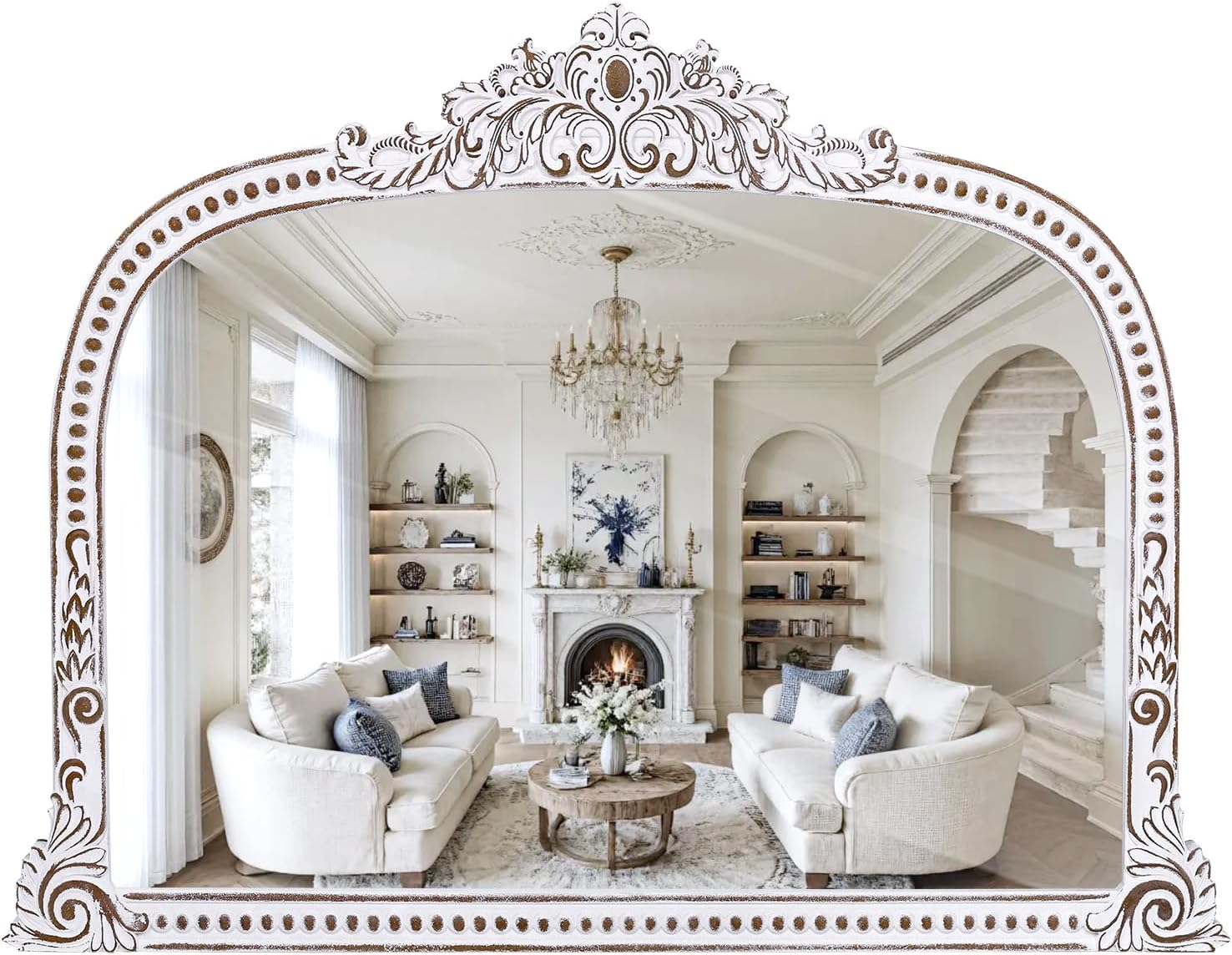 Amazon.com: HOITUZYUS Rustic Farmhouse Woden Wall Mirror: 42x32 Inch ...