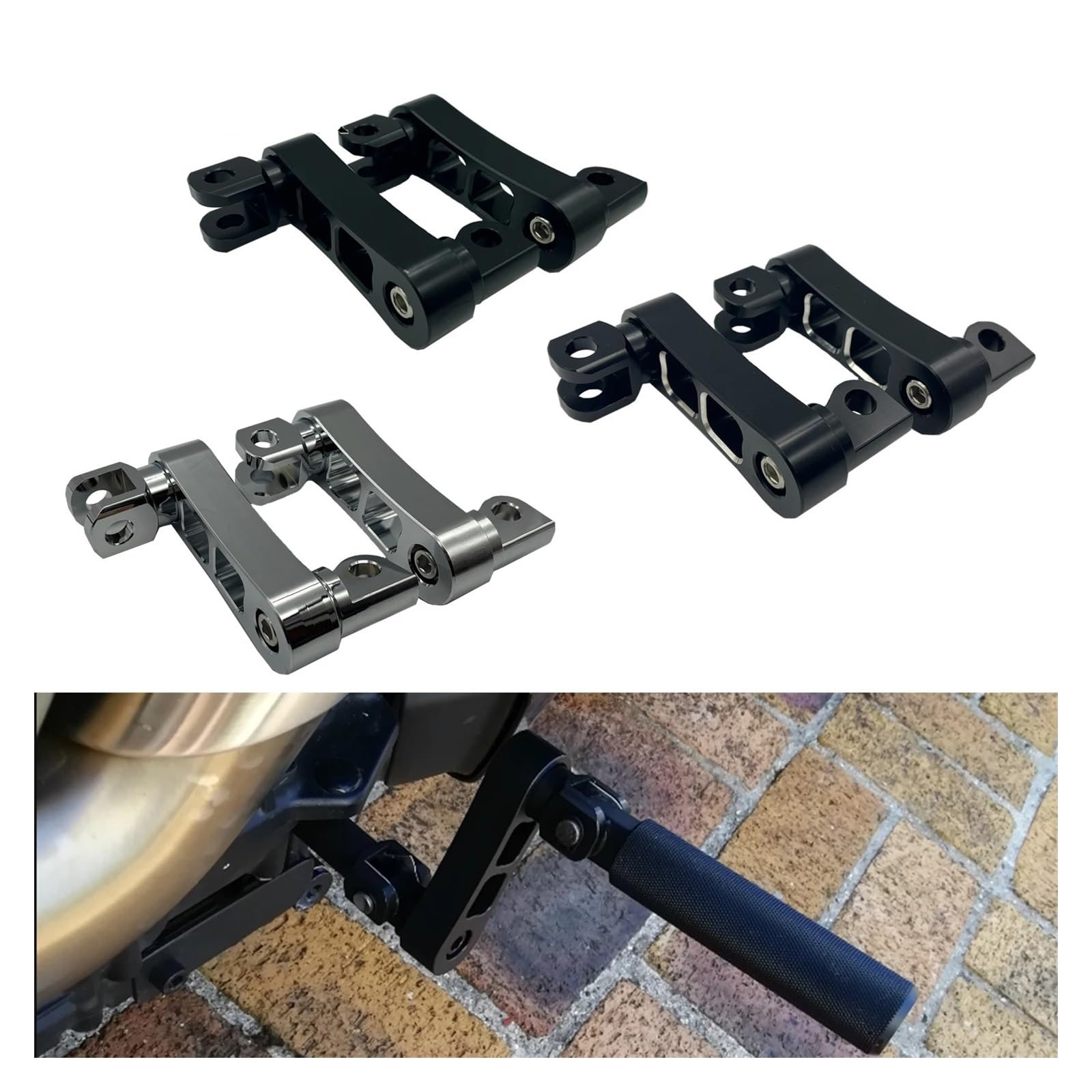 Repose-pieds Moto Support Autoroute Réglable - Extension Robuste Pour Touring Noir Blanc