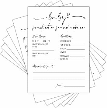Baby Prediction and Advice Cards, Baby Shower Games Cards, Minimalism Boy or Girl Baby Gender Reveal Party Favors Decorations and Supplies, 30 Pcs Double-Sided - A01