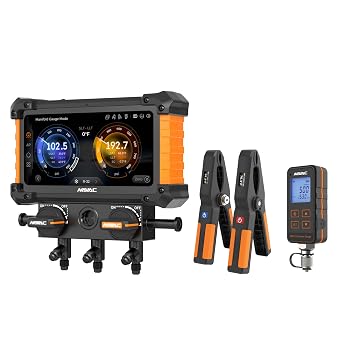 NAVAC NX1GV NEXUS 2 Digital Manifold Gauge, 2-Valve Kit with Vacuum Gauge, HVAC Tool with Wireless Temperature Clamps, HD Touchscreen -Class 0.4 Accuracy, 100 Refrigerants, A2L Compatible, myNAVAC App