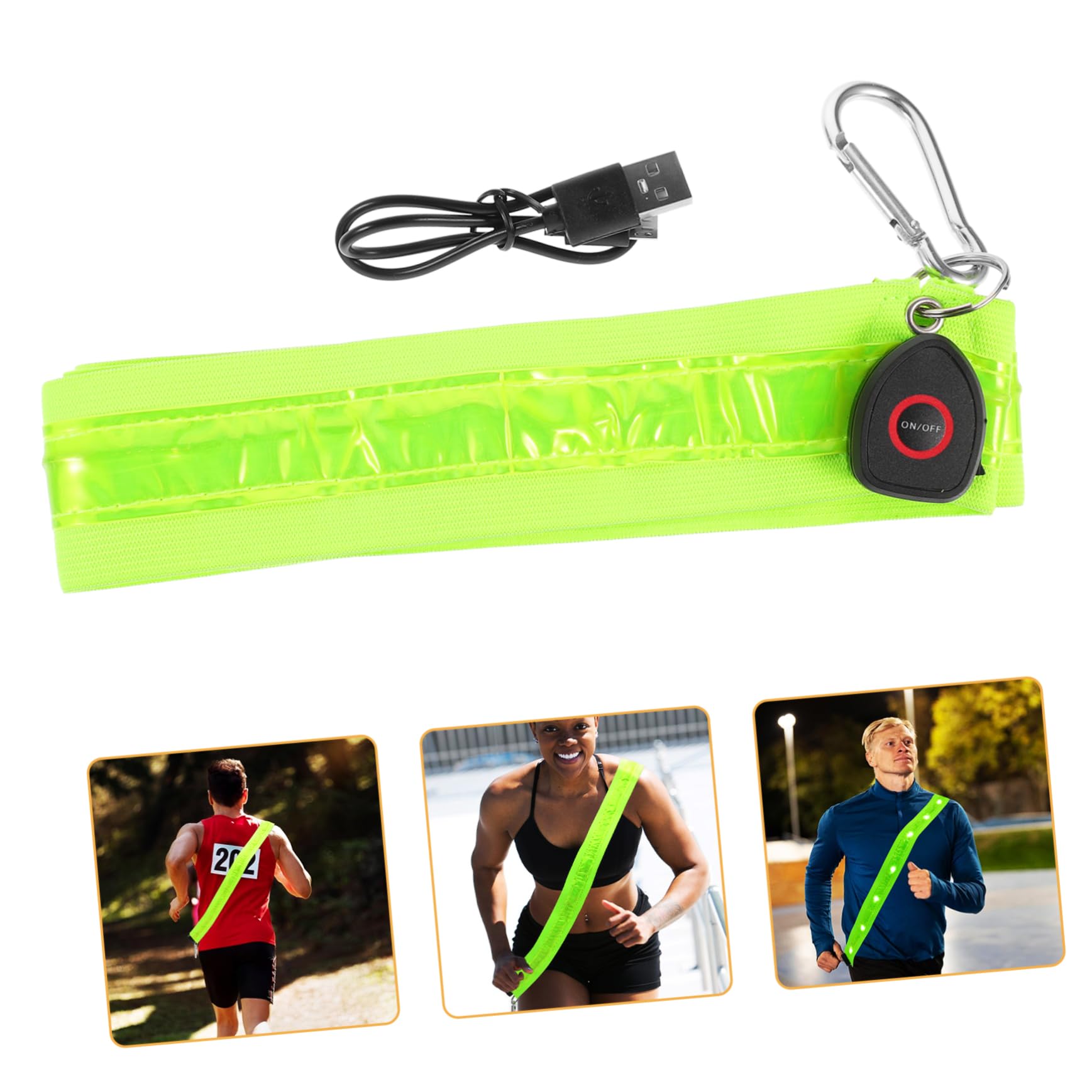 Bretelles croisées Lumineuses Lumière LED Bande LED lumières LED Ceinture d'épaule à LED rougeoyante Brassard de Course à Pied Ceinture Lumineuse Ceinture LED Nylon Vert