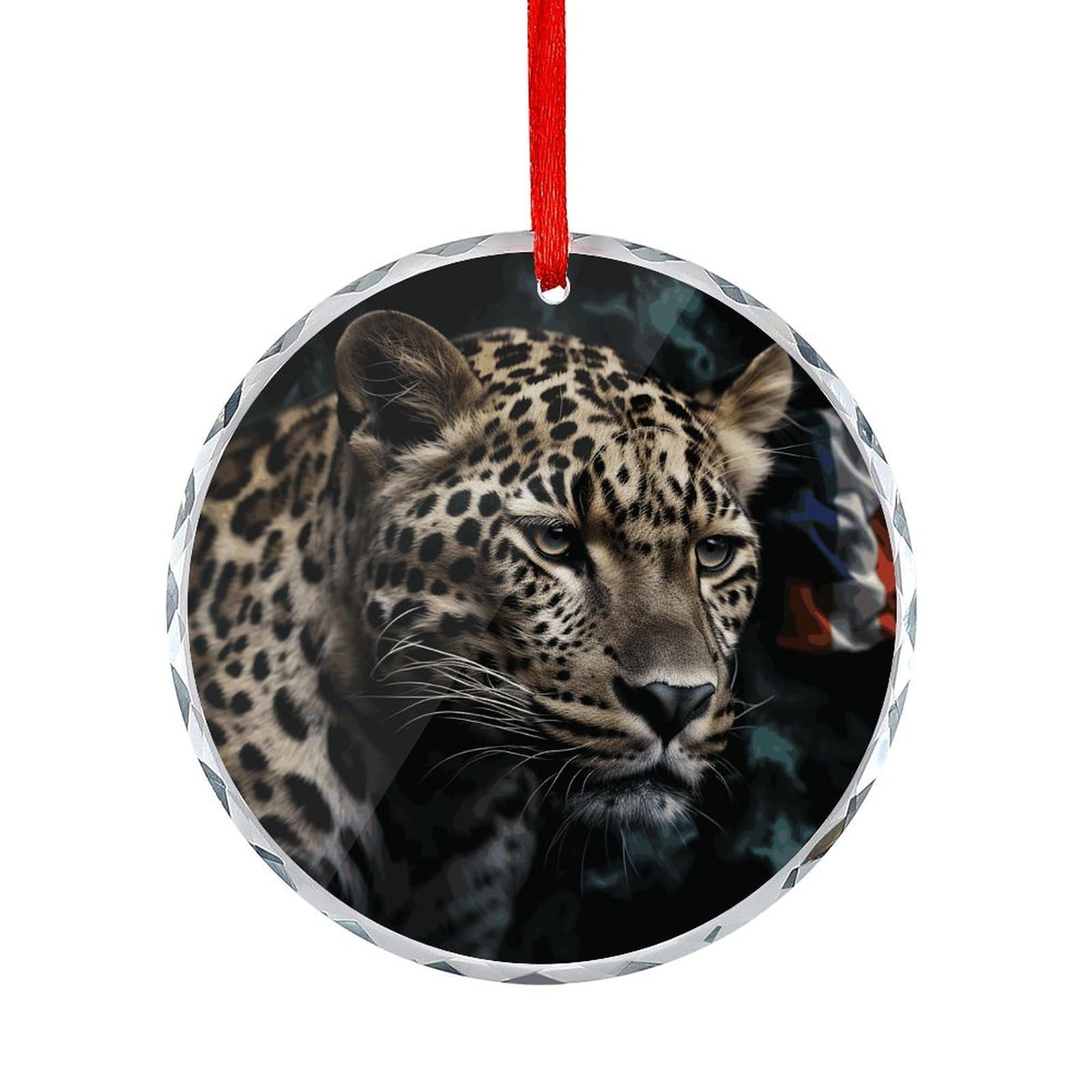 Fodpand Women's Style Flag With Leopard Round Glass Ornament Keepsake Gift Exchange Ideas Car Decor,Christmas Ornaments For Tree Window Garden Ornaments