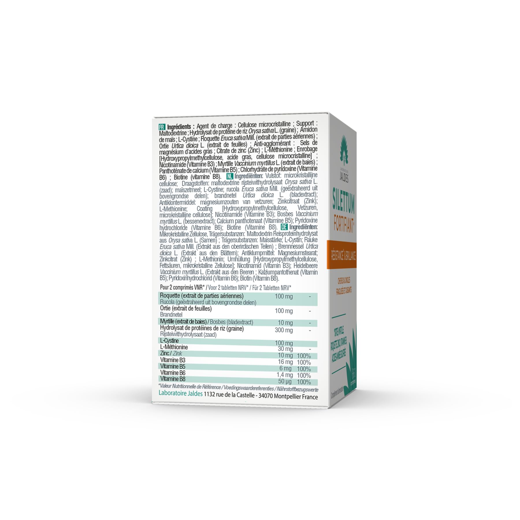 SILETTUM Fortifiant Pack Eco 180 Comprimés | Agit pour des Cheveux et Ongles Forts, Résistants et plein de Vigueur | Pour Cheveux et Ongles Fragilisés et Cassants | Laboratoire Jaldes