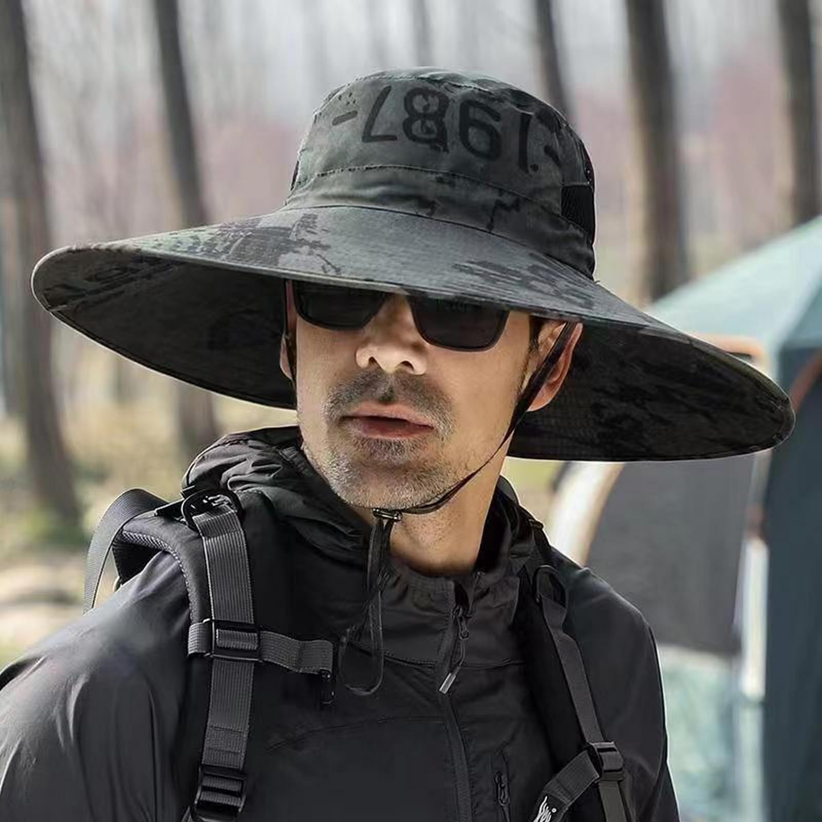 Cappello Pescatore Uomo da Sole Estivo per Escursionismo, Protezione Pesca A Tesa Larga 15 Cm