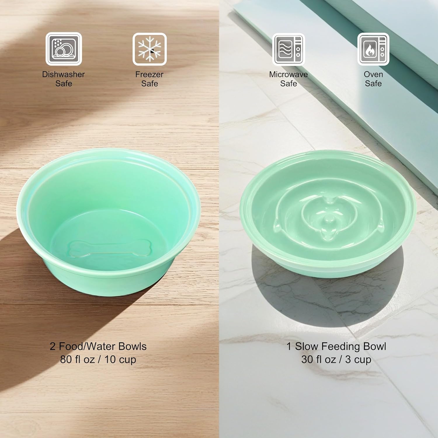 Elevated Dog Bowl Stand with 3 Large Ceramic Bowls – Raised Feeding Station for Medium & Large Dogs, Includes 2 Standard Bowls + 1 Slow Feeder, Durable Iron Frame, Non-Slip (Lucite Green)