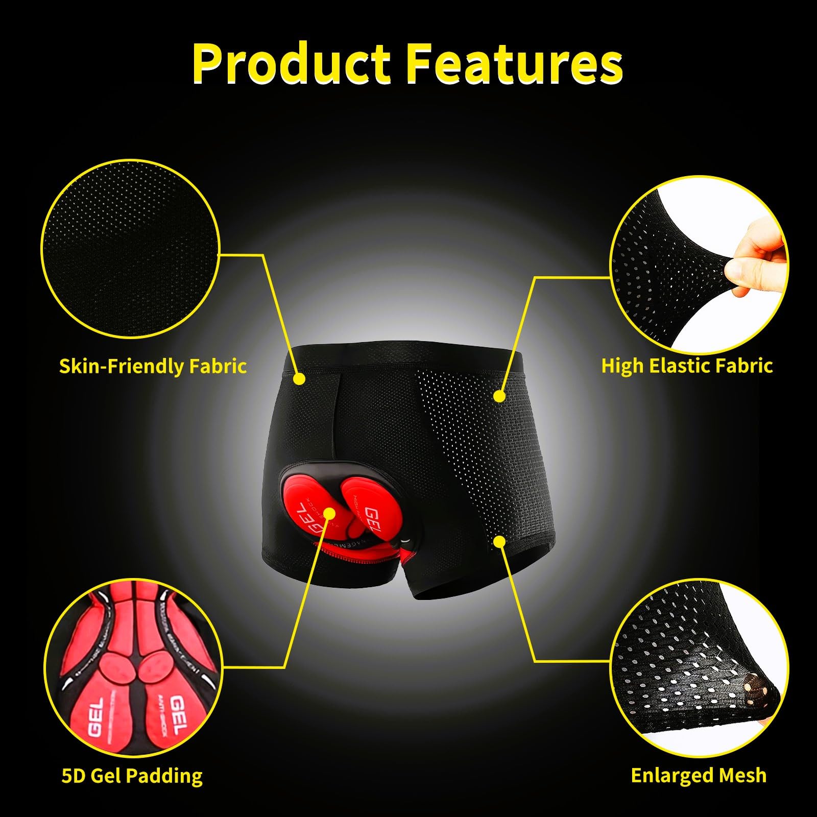 Culotte Ciclismo Hombre, Culote Ciclista Hombre con Acolchado 5D Calzoncillos Ciclismo Transpirables a Prueba de Golpes De Secado Rápido Pantalon Ciclista para Ropa Ciclismo