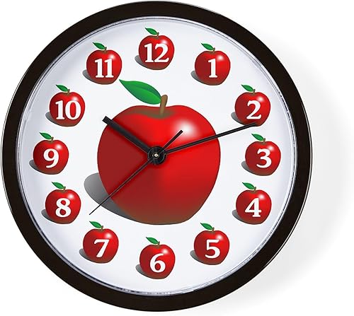 CafePress Reloj de pared decorativo único de 10 pulgadas con diseño de fruta de manzana roja