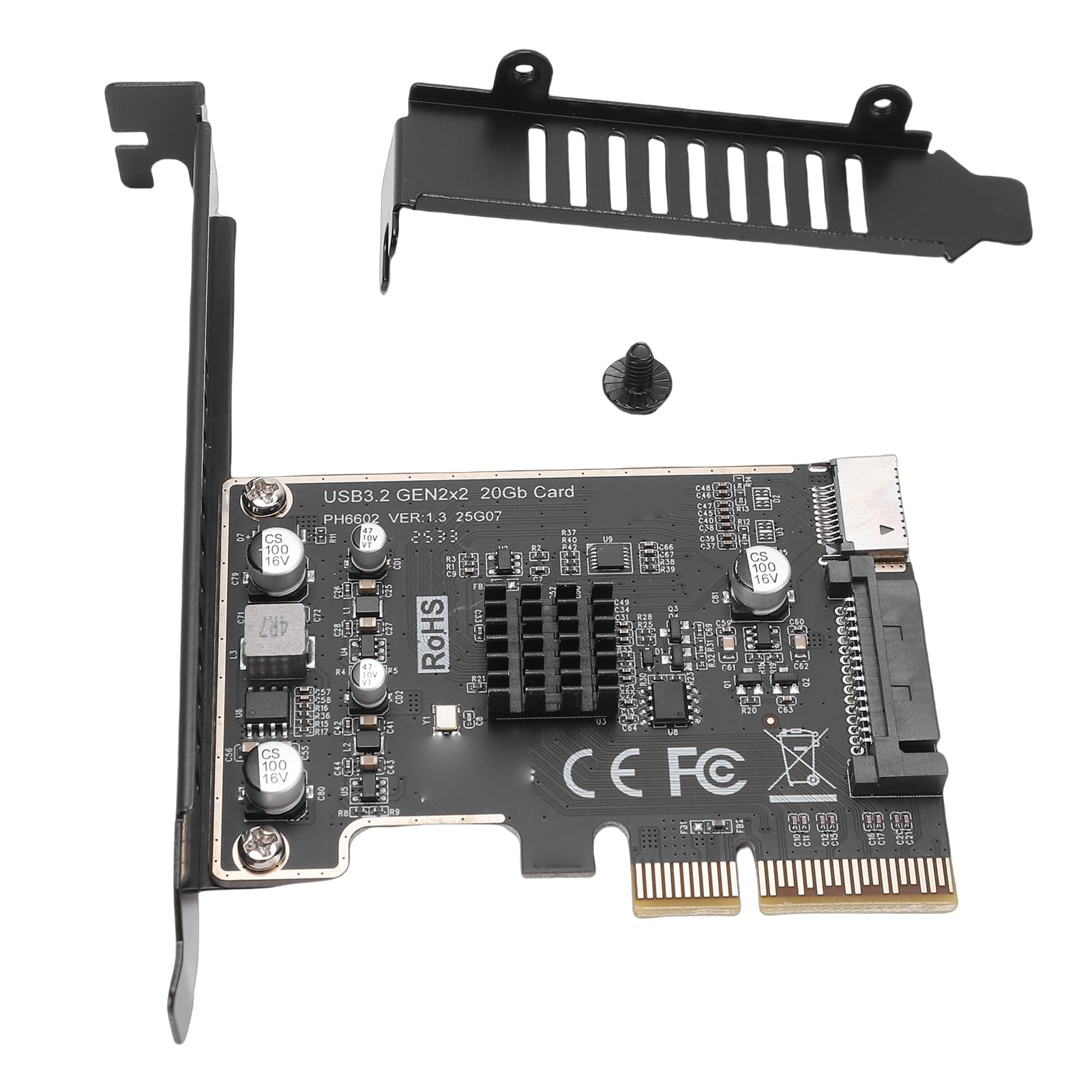 Gugxiom PCIe to USB 3.2 Expansion Card, 20Gbps Type E Key A Front Header Adapter, Internal Type C Converter with ASM3242 Chip SATA 15Pin Power for Desktop PC-image-9