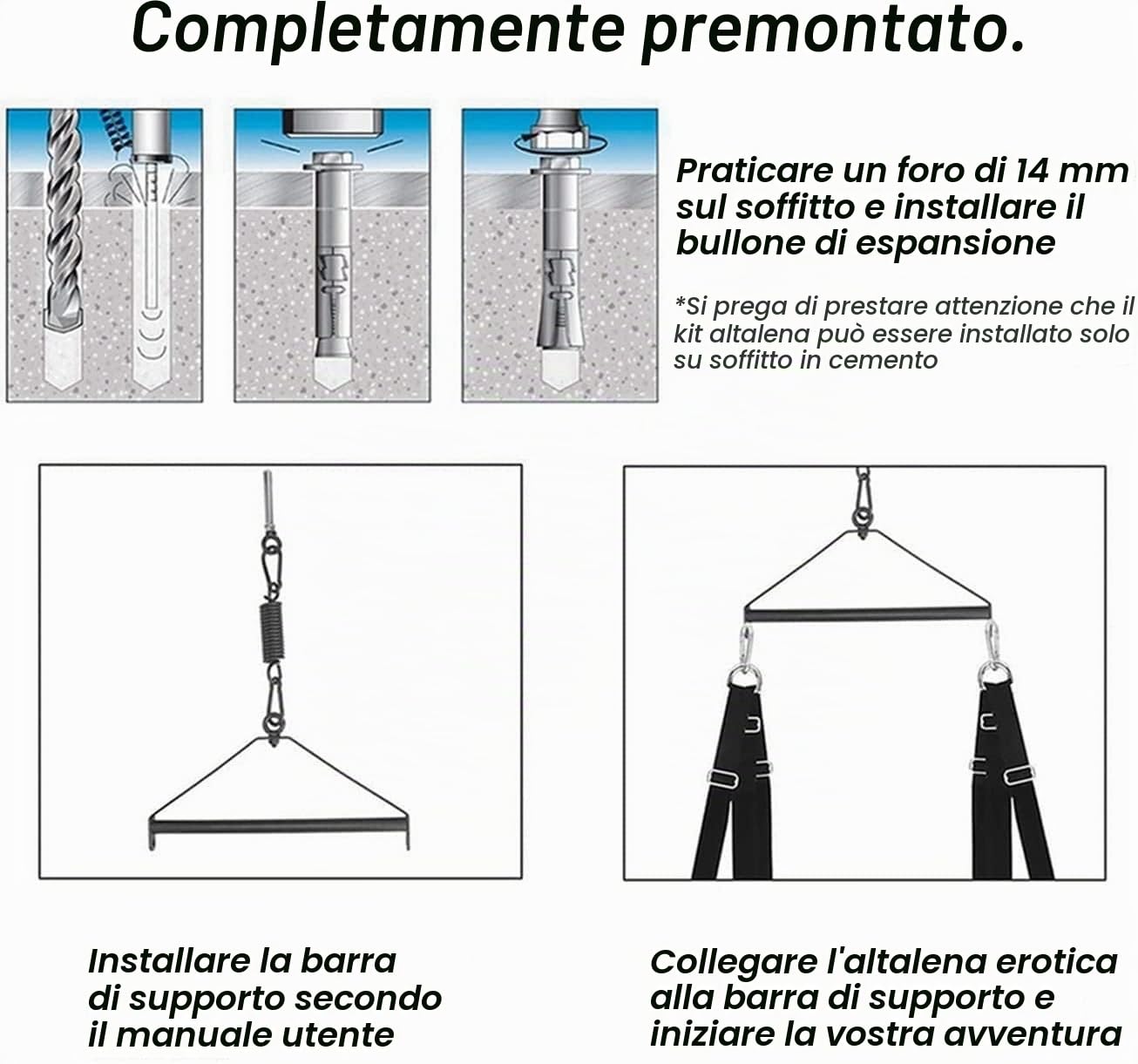 Set di restrizioni del kit di schiavitù sessuale Altalena da soffitto for sesso for adulti Heavy Duty 800lbs Altalene sessuali girevoli Altalena da soffitto Ganci girevoli Telaio del supporto del sedi