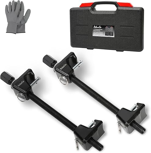 Macpherson - Herramienta de compresor de resorte de puntal, 2 piezas de compresor de resorte helicoidal automotriz de servicio pesado con pasadores