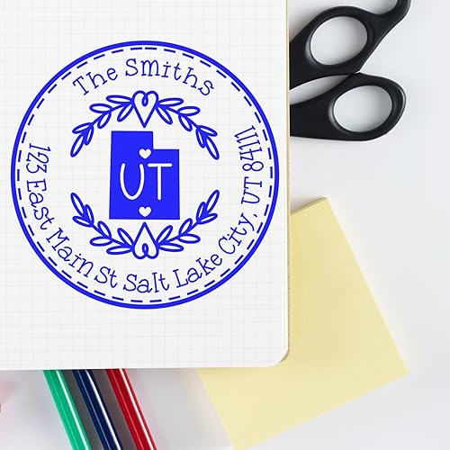 Miniatura 41 de Round State Love - Sello de dirección de devolución para Texas, uso con almohadilla de sello, mango de madera, sello de dirección de Texas