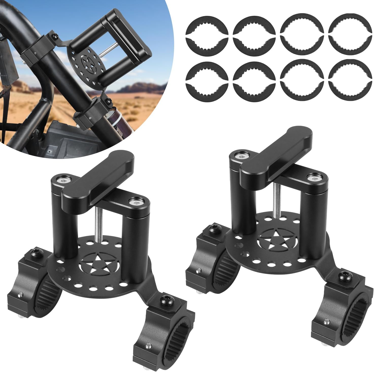 Gas Tank Water Can Pack Mount, 1''-2'' Roll Bar Gasoline Pack Fuel Container Mounting Holder Bracket Compatible with for ATV UTV Polaris RZR Ranger Pioneer Can Am Maverick X3 Commander
