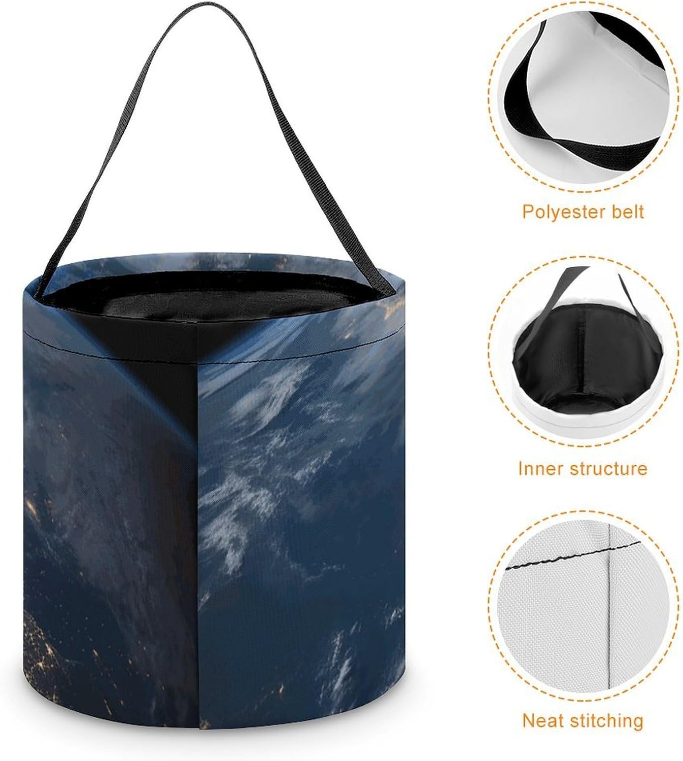 DWVSFJM Earth from The Outer Space Halloween Tote Candy Bag Foldable Handheld Bucket Reusable Candy Basket With Handles Multipurpose Portable Gifts Bags For Festival Party Gathering image 4