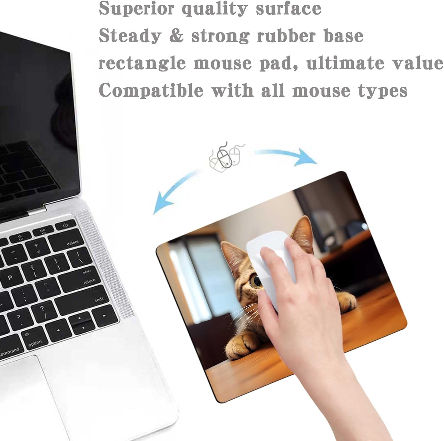 Cute Cat Square Mouse Pads for Wireless Mouse,Small Office Computer Mousepad for Desk Laptop,Non-Slip Rubber Base Mouse Pads for Desk Laptop Computer - Image 3