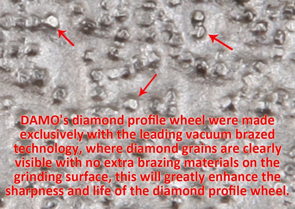 DAMO 6 inch Vacuum Brazed Diamond Profile Wheel for Tile Saw, 3/8" Demi Bullnose, Half Bullnose, for Granite, Concrete and Marble Countertop