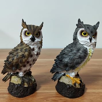 2 pcs Resin Owl Statue, Garden Outdoor Decor