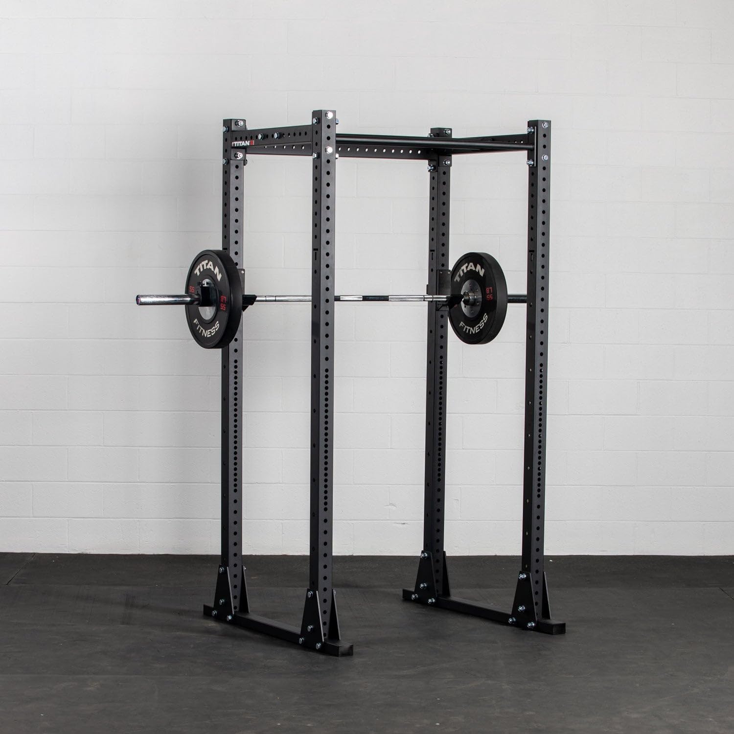 Titan Fitness Flat Foot Power Rack X-3 Series 91-in. H 30-in. D with 4 Weight Plate Holders
