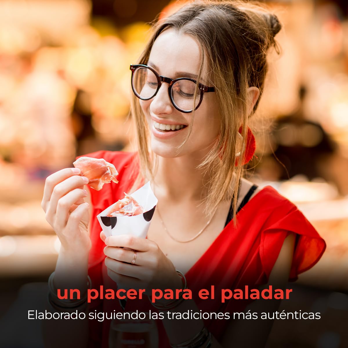 EIbérico - Jamón de Cebo Ibérico 50% Raza Ibérica – Loncheado al Vacío para Mayor Frescura – Sabor Tradicional y Gourmet – Producto Español (Pack 5 Sobres)