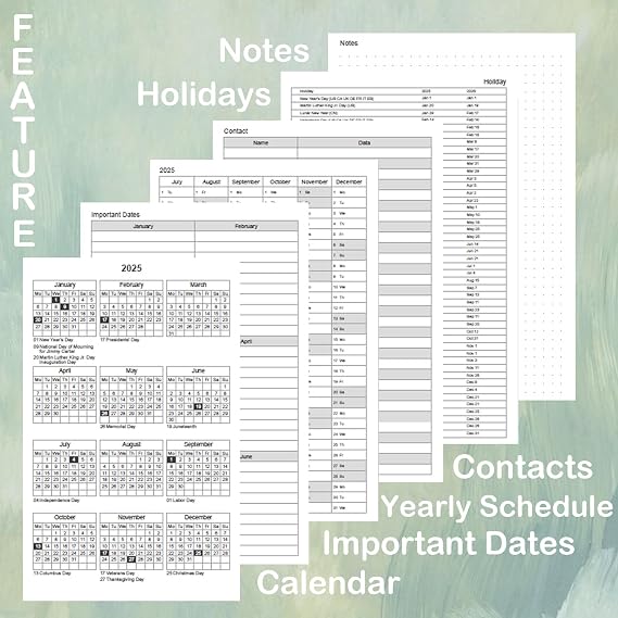 2025-2026 Weekly & Monthly Linen Cover Planner, July 2025 - June 2026 To Do List Notebook Academic Year Calendar with Colorful Monthly Tab, Pocket, Pen Loop