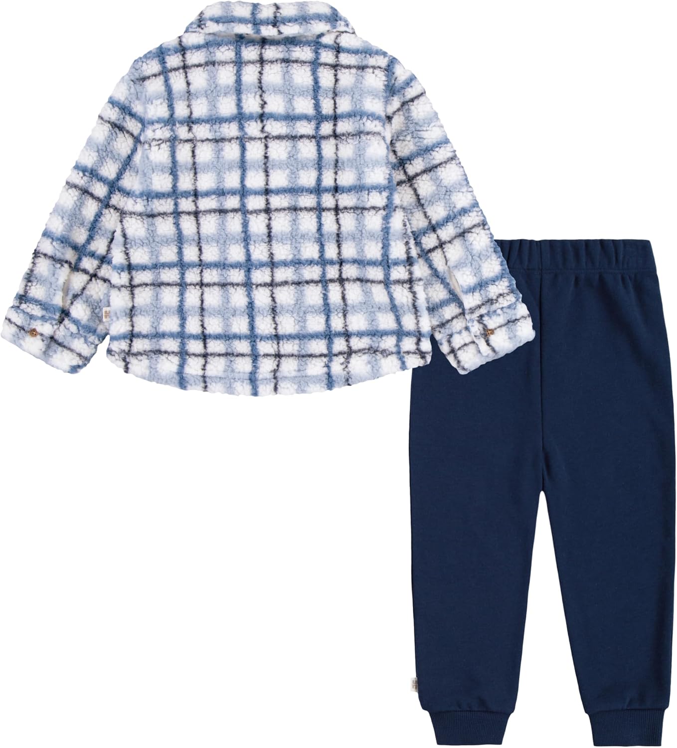 HUGGIES unisex-baby Sherpa Button Up Shacket and Jogger Pants 2-piece Outfit Set