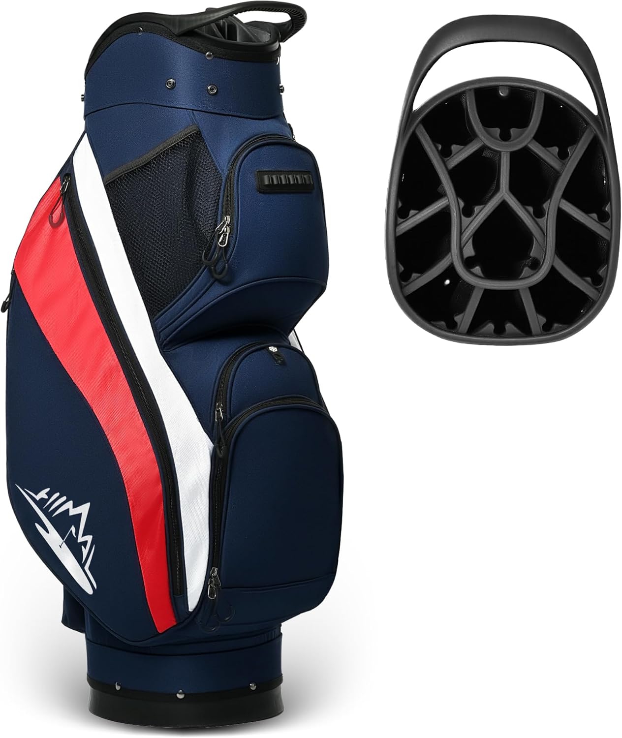 UniHimal Golf Cart Bag: 14-Way Locking Dividers, Rain Hood, Insulated Cooler Pocket - Premium Silent Bag for Men & Women