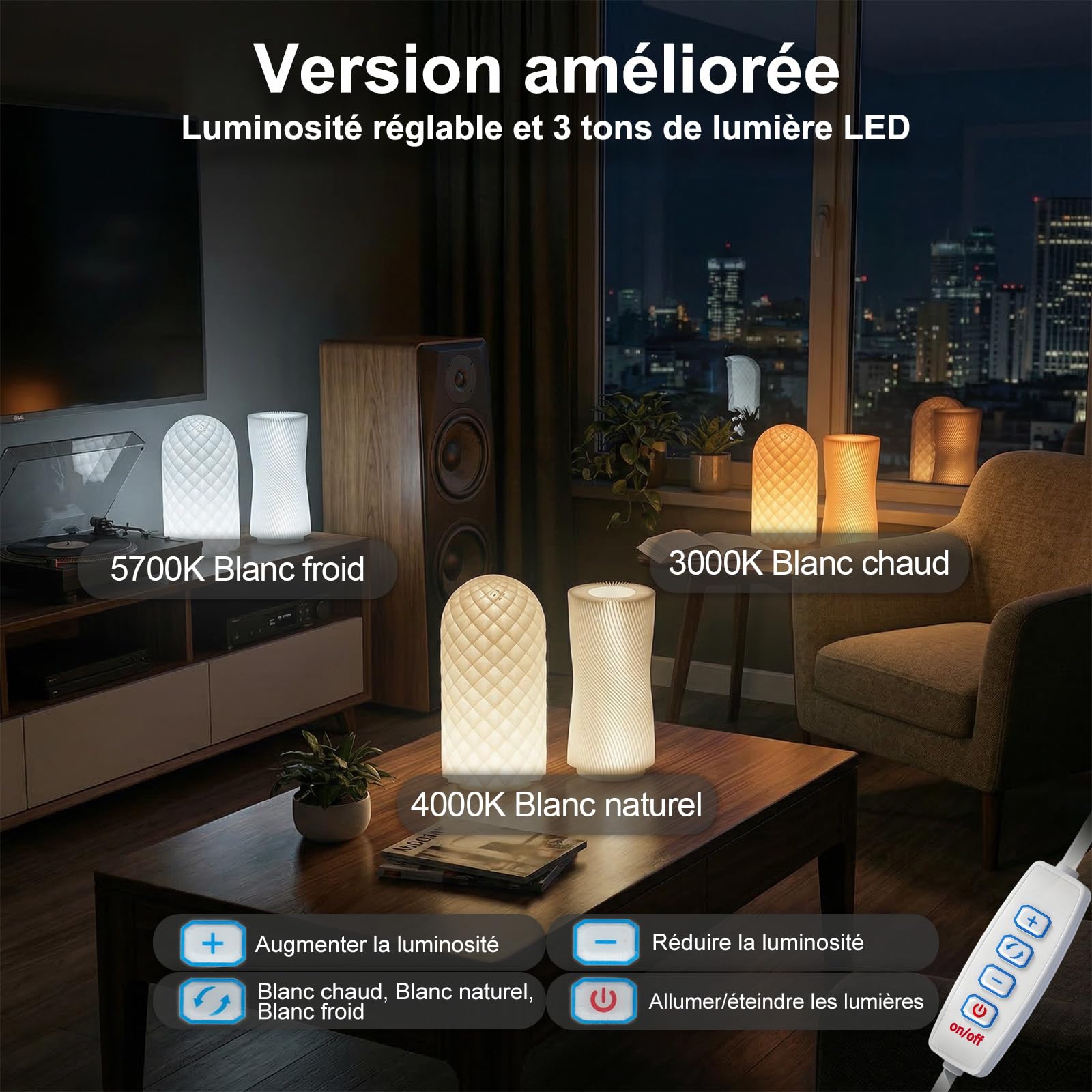 5 pièces Kit de lampes LED 001, 3 couleurs LED Lamp Kit pour Bambu Lab P2S X1 P1P A1 H2C, compatible Anycubic imprimante 3D, pièces détachées DIY, 5V USB, lumière chaude 3000K