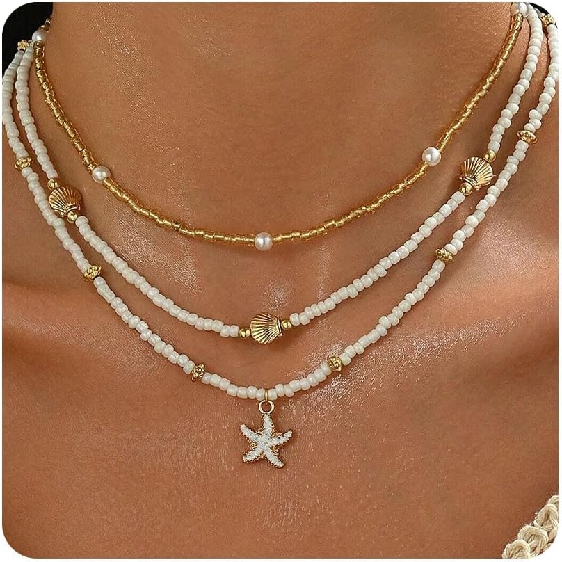 Shell necklace choker necklace women’s surfer necklace ethnic shell chain boho jewellery choker necklace white shell necklace