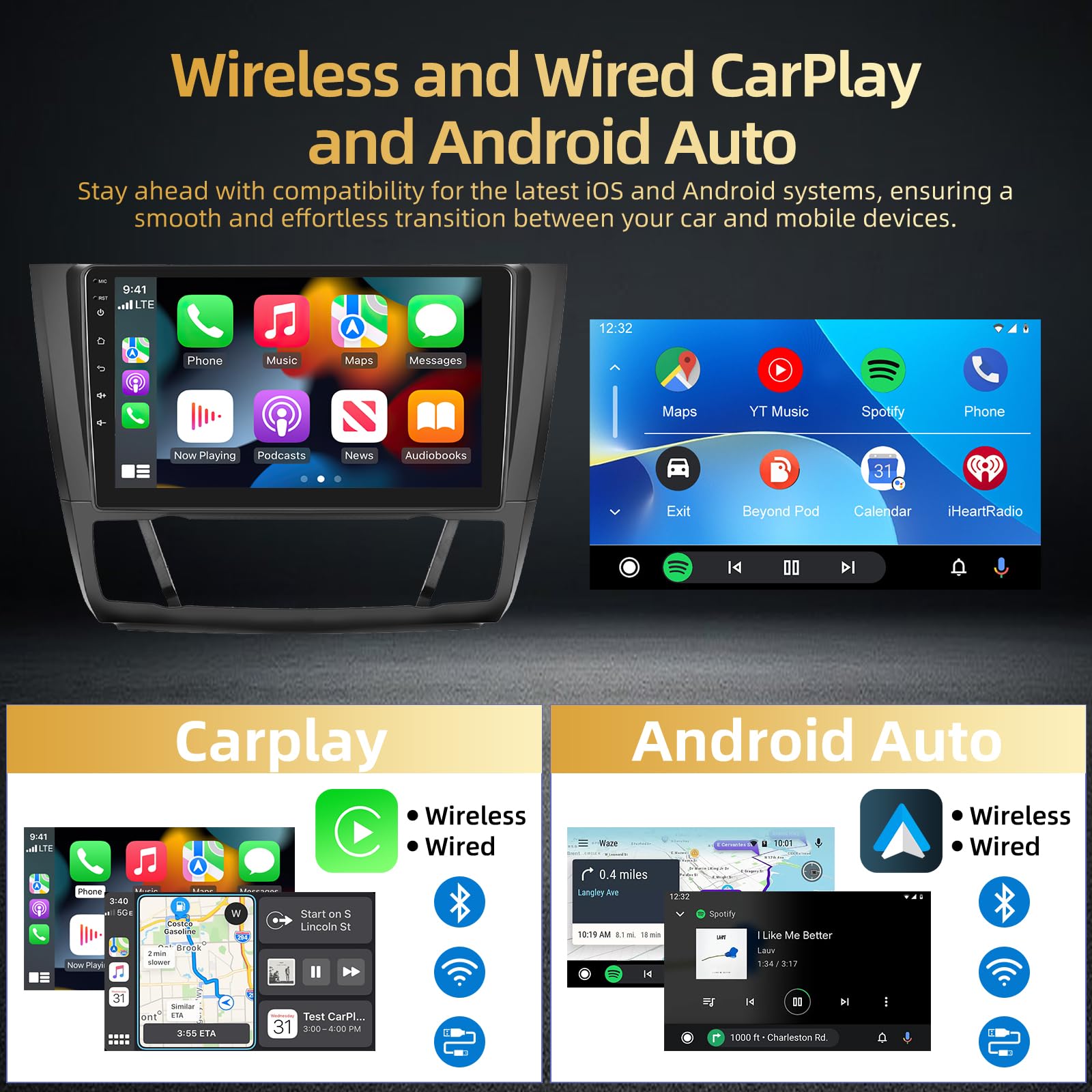 Radio Android 13 Para BMW Serie 1 E81 E82 E87 E88 (2008-2012) - 9" Con CarPlay, Android Auto, 6+128GB, 8 Núcleos, GPS, Cámara Trasera