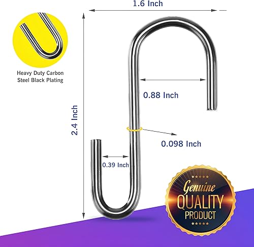 Miniatura 11 de Ganchos S de acero inoxidable recubierto resistente, para cacerolas, sartenes y panaderos, ganchos industriales en S para estantes