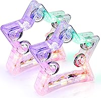 Vista 1 de Facmogu Paquete de 2 panderetas iluminadas con 10 jingles de metal, 3 modos LED intermitentes de pandereta musical, instrumento de percusión