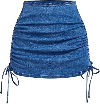Stradivarius Double Waist Denim Skort In Light Wash