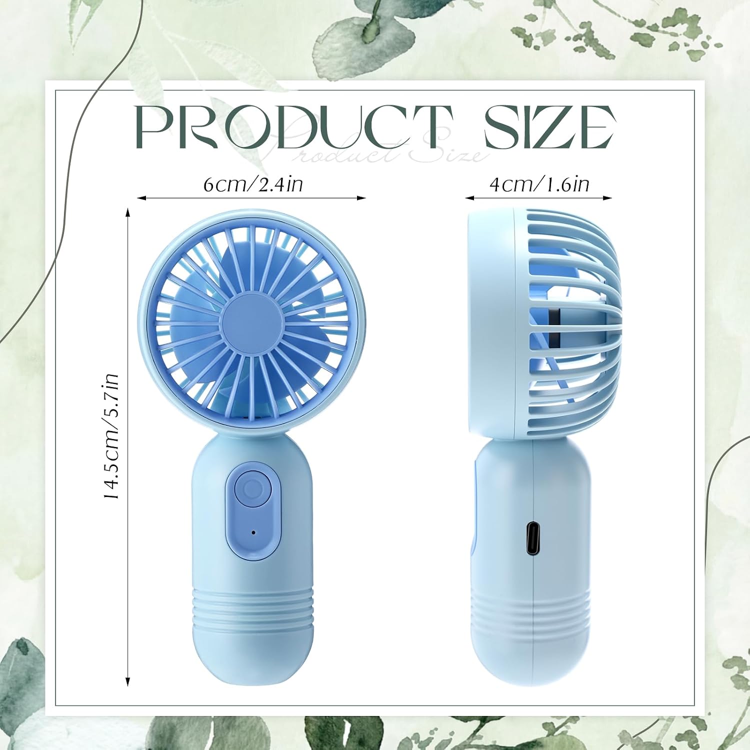 Retisee 50 Pack Wedding Portable Mini Handheld Battery Powered Fans Gift for Guests Thank You USB Small Personal Fan with 3 Speeds for Summer Bridal Shower Party Favor(Leaf,Blue)