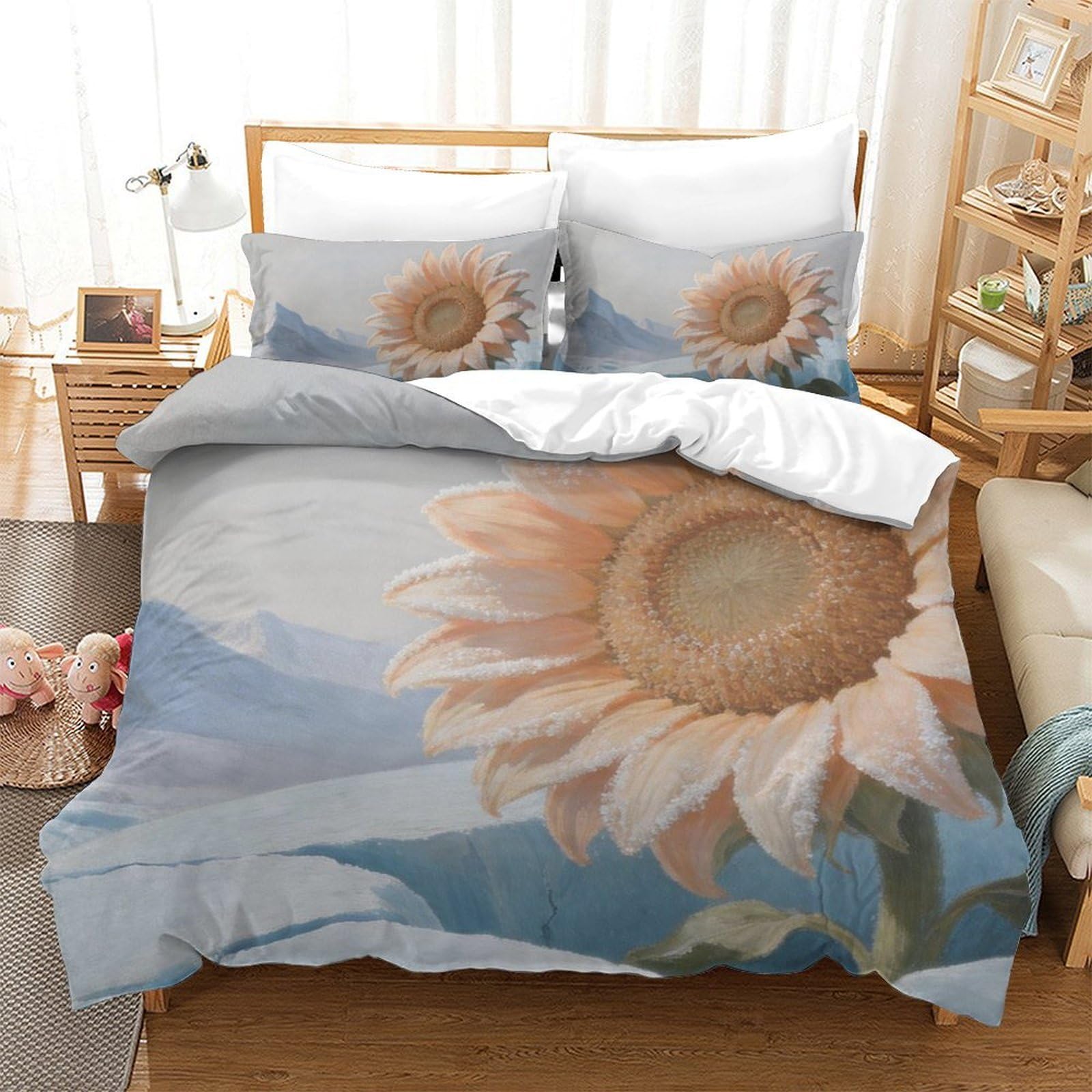 Linge de lit tournesol avec housse de couette microfibre déco chambre