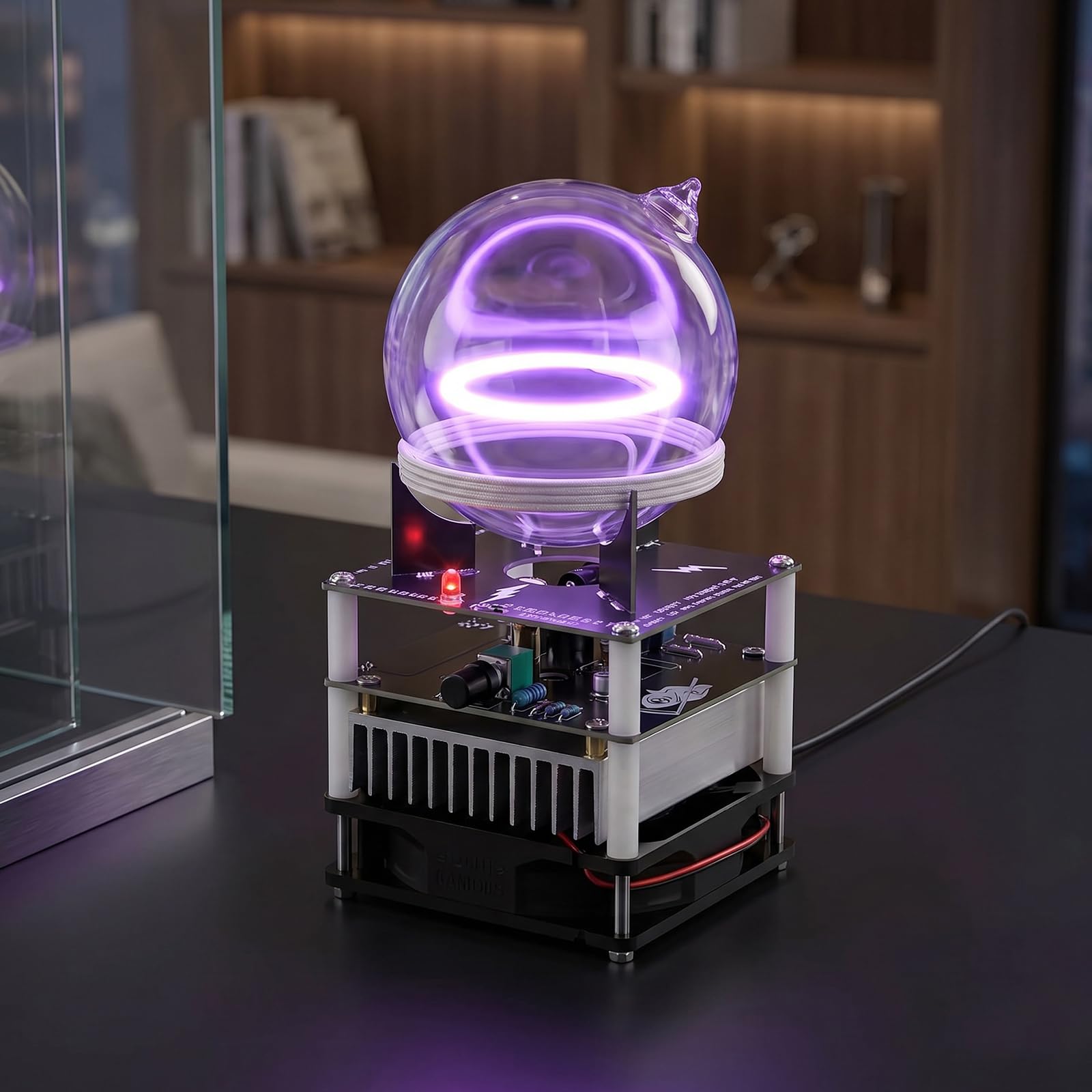 Bola De Plasma con Anillo De Circuito Toroidal, Lámpara De Bola De Plasma, Globo De Plasma De Vidrio De Xenón, Diámetro 3.5/5.1 Pulgadas, para Decoración De Fiestas Y Regalo 13CM