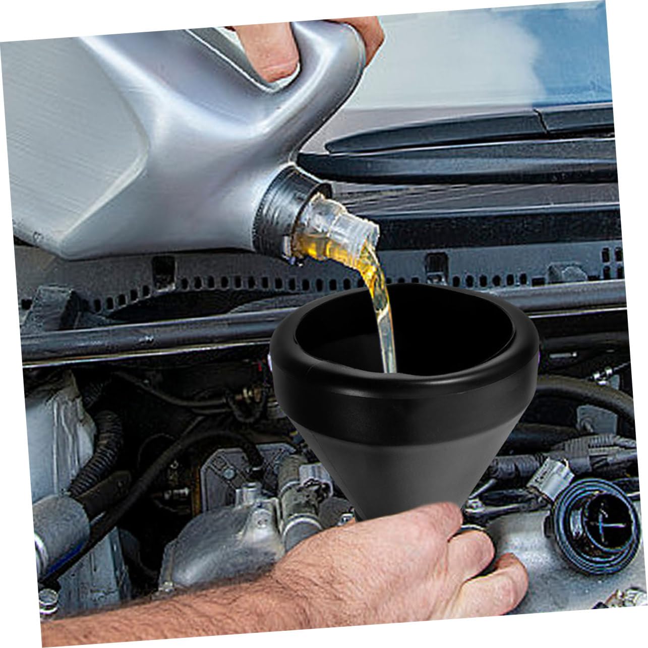 Ciieeo 2piezas Embudo de Combustible de Plástico para Coche y Motocicleta con Filtro para Cambiar Aceite y Repostar Gasolina