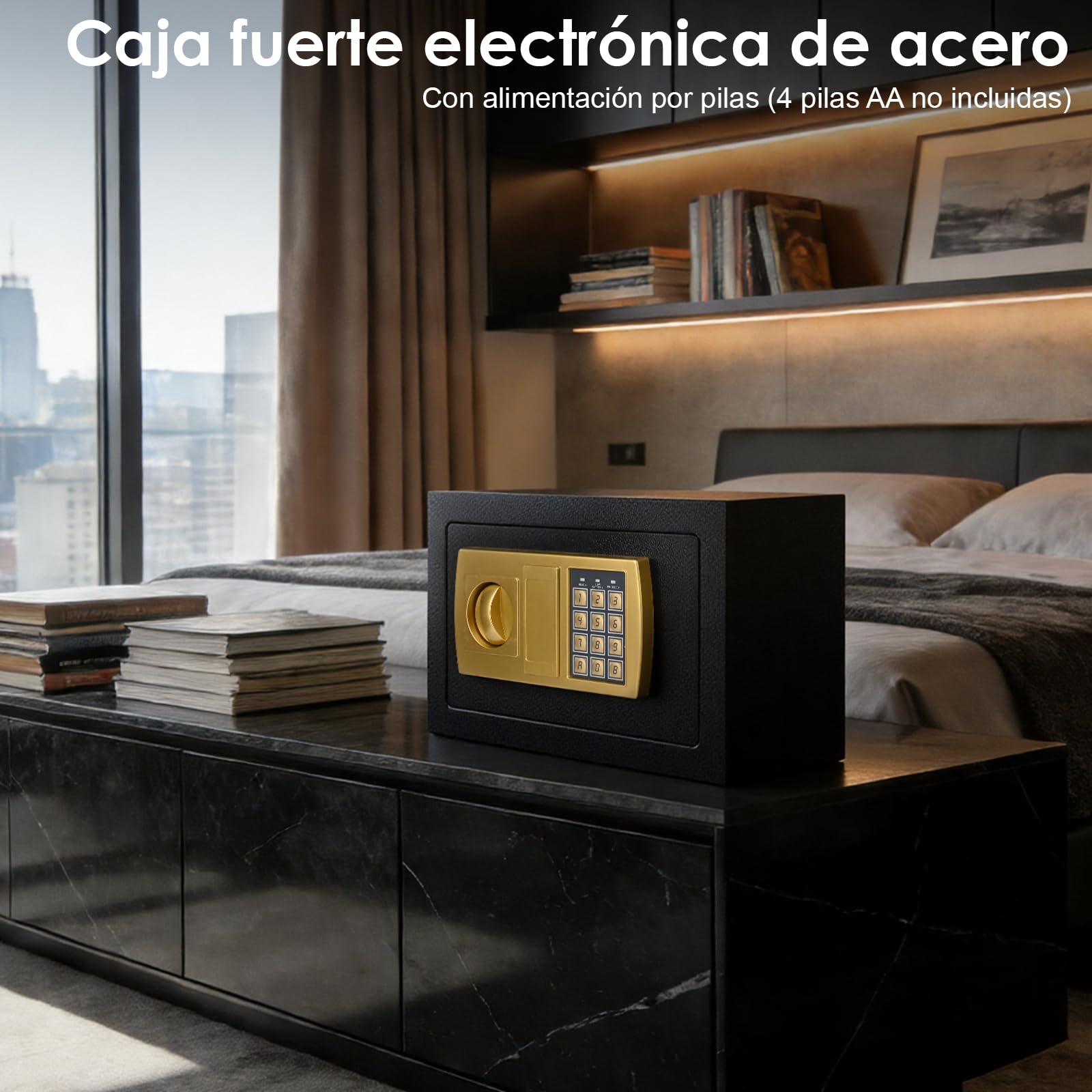 Caja Fuerte Pequeña,Cofre Electrónica con Cerradura Digital,Caja Fuerte Empotrable,caja fuerte con llave,31x20x20cm,Para Seguridad en el Hogar, Almacenaje