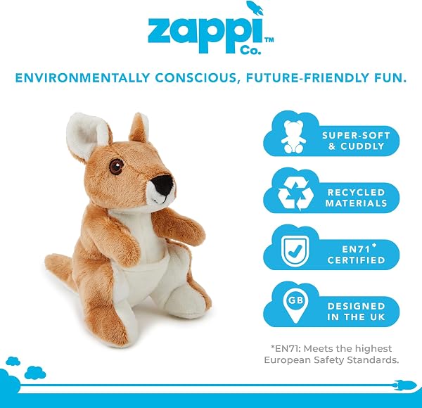 Zappi Co - Peluche canguro - 18 cm - Morbido e realistico - Aspetto autentico - Perfetto per giocare e imparare - Presentato su TikTok (18 cm di lunghezza) - 3