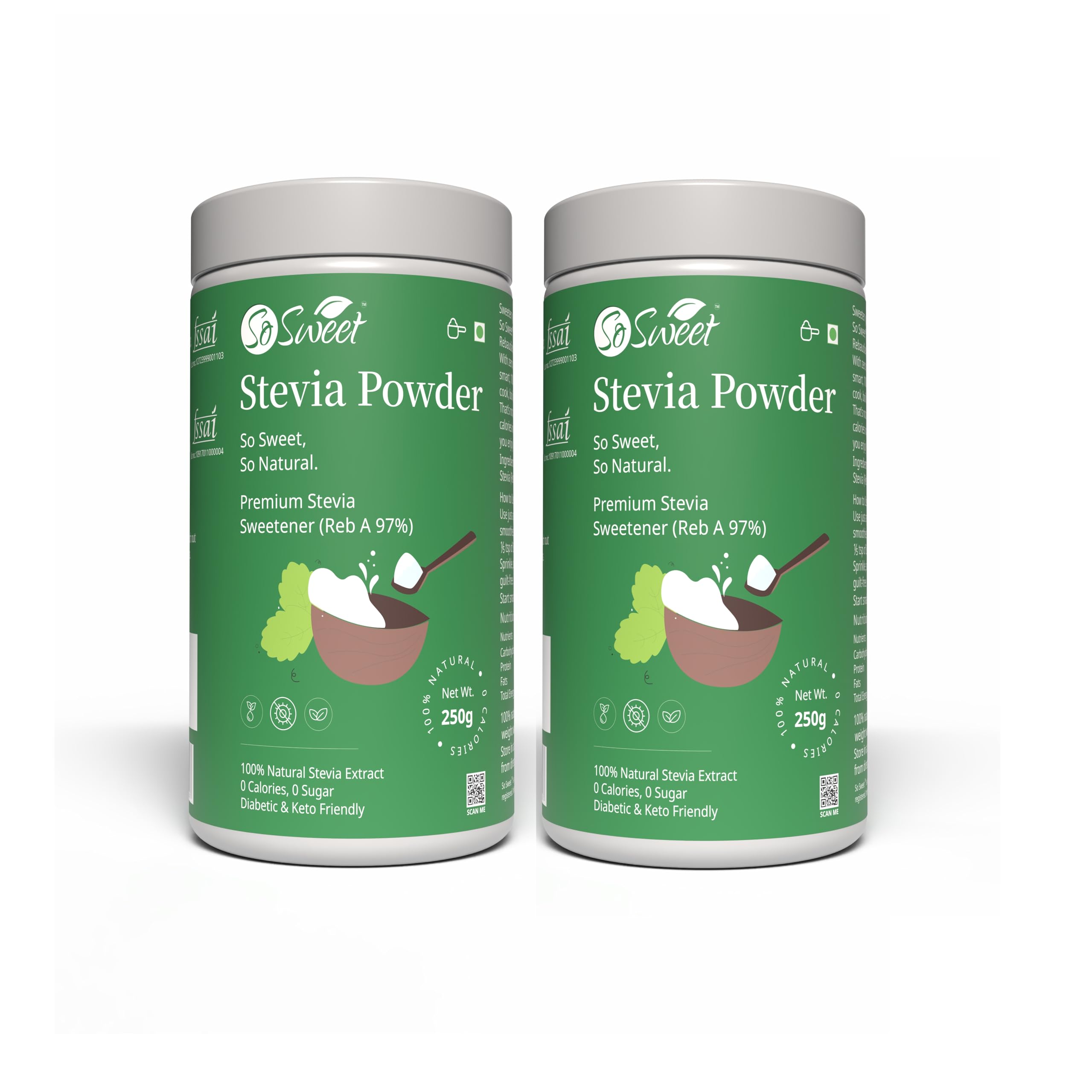 So Sweet Stevia Powder Sugar Free Natural Zero Calorie Sweetener - 1250gms (Pack of 05) (250Gm Each) — Amazon image 9